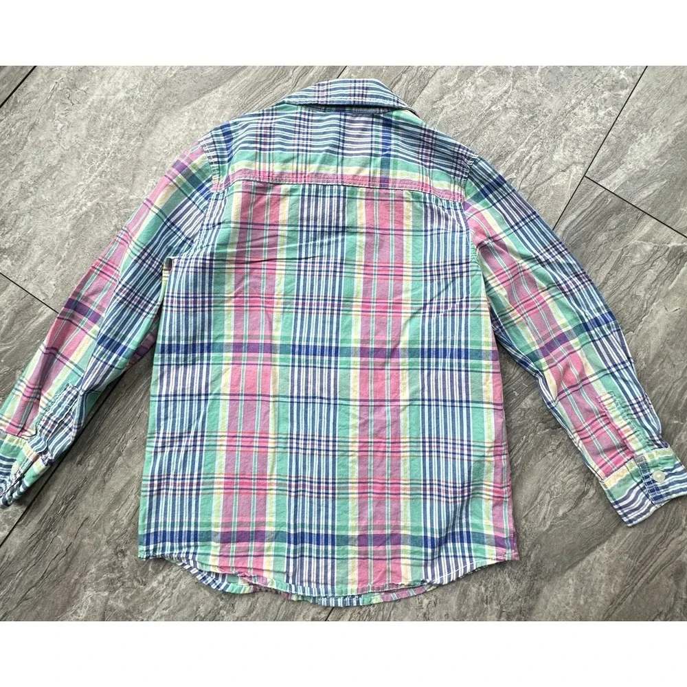 Gymboree Boys Size 5-6 Plaid Long Sleeve Button Down Shirt Multicolor Cotton